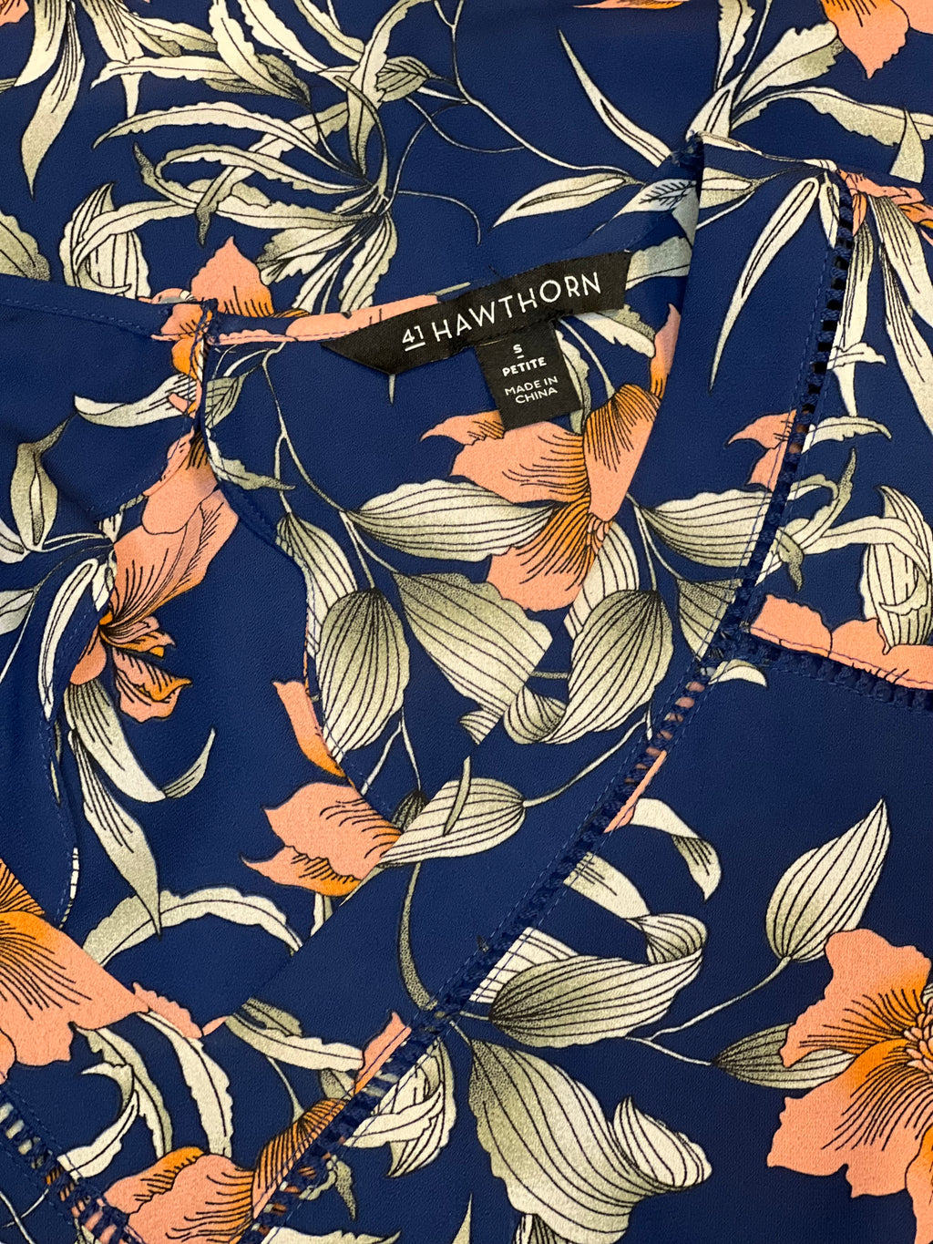 Navy Floral Flutter Sleeve Dress