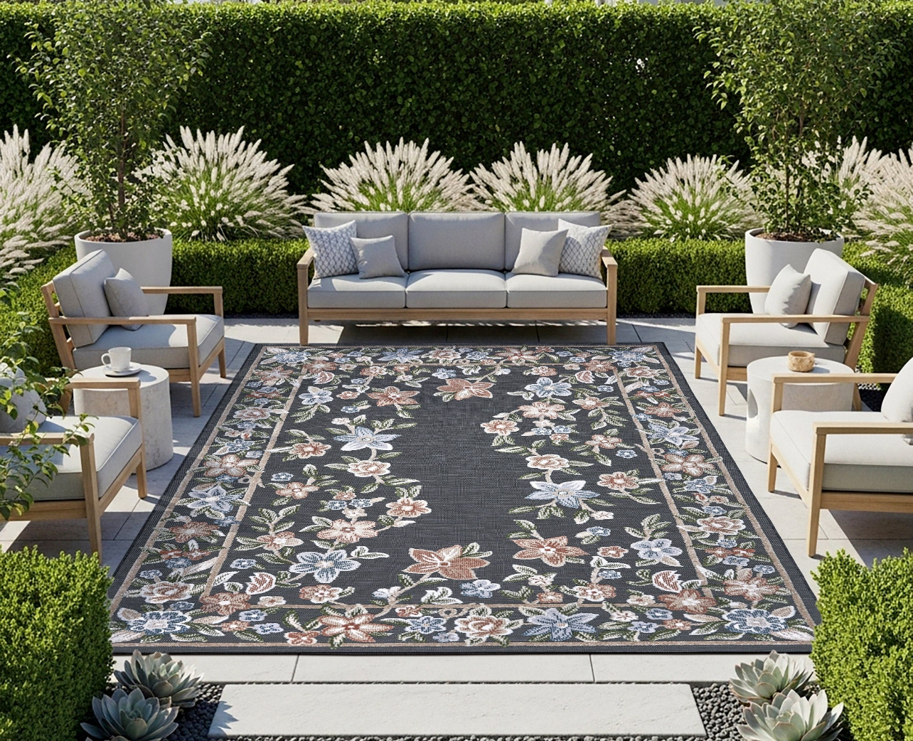 5x7 Laguna Indoor/Outdoor Rug, Beta Black