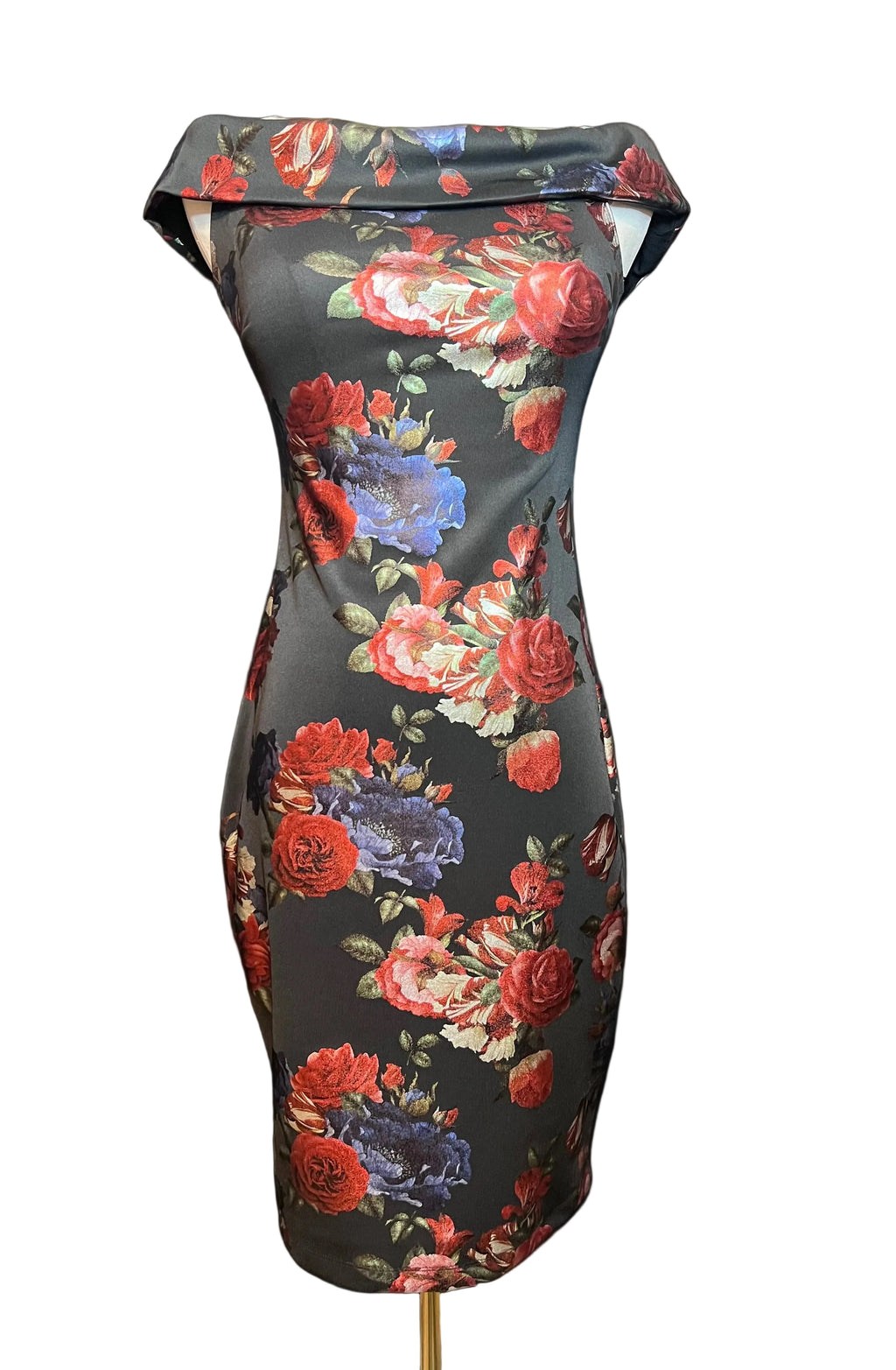 Size 2 Gorgeous Red Floral and Black Cocktail Dress