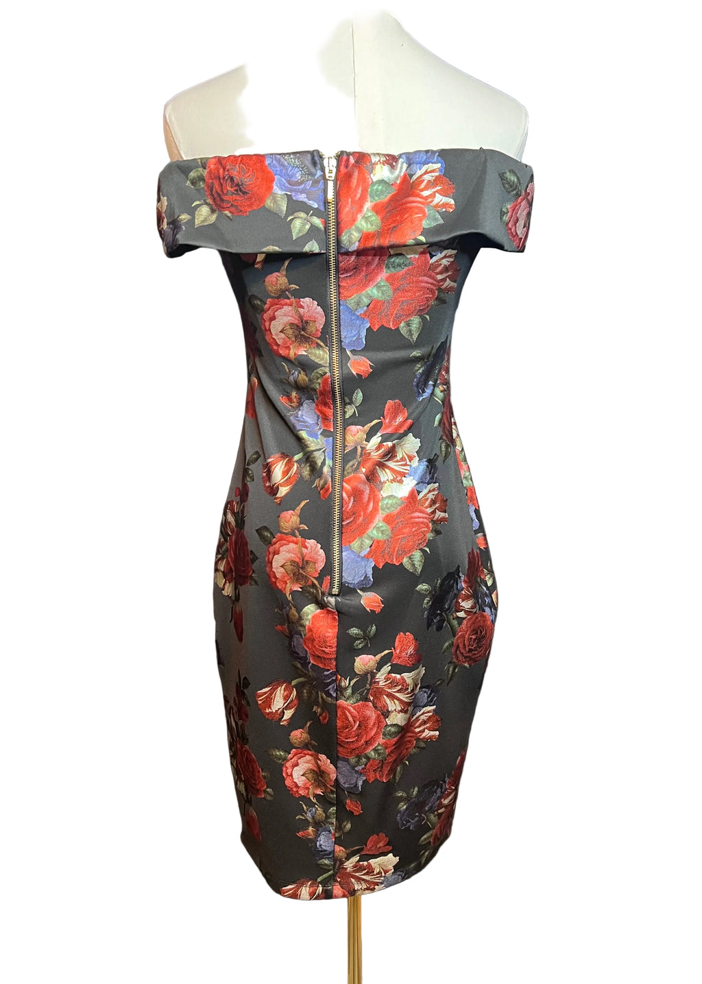 Size 2 Gorgeous Red Floral and Black Cocktail Dress