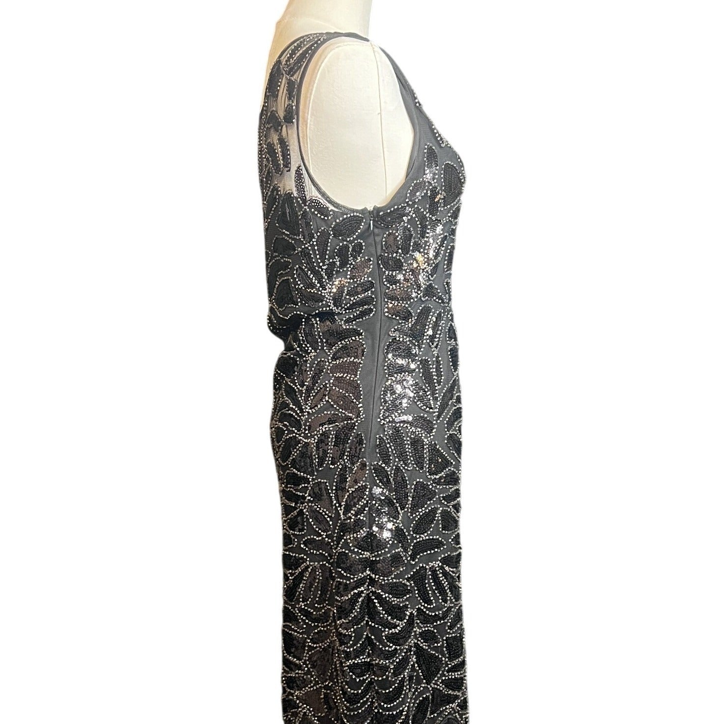 Vintage Style 1920s Flapper Dress Black Sequin Fringe Gatsby Costume & Headband